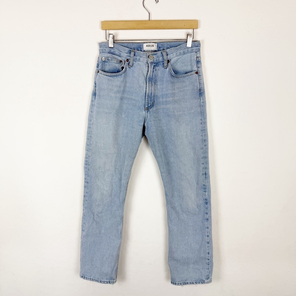 Agolde Light Blue Straight Leg Jeans - Picture 4 of 12